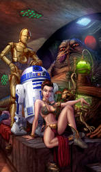 Slave Leia and Jabba the Hutt