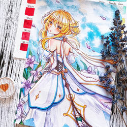 Watercolor Genshin fanart - Lumine