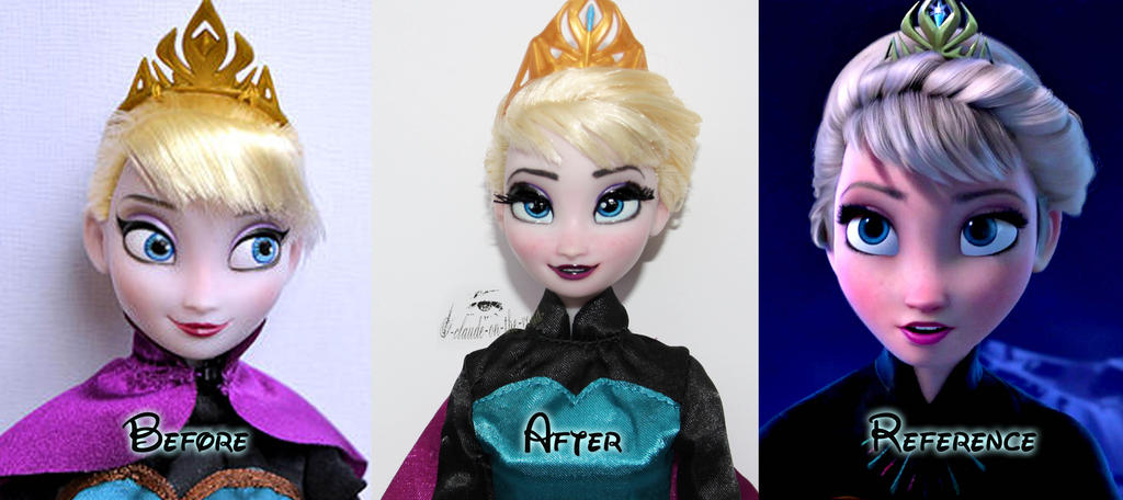 Disney Elsa Doll Repaint|Before-After-Reference #2 by the-art-of-claude ...