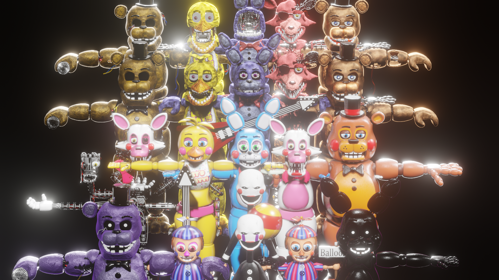 Five Nights at Freddy's Animatronics 3D modeling Animation Blender,  Animation, png