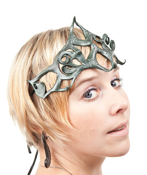 Intricate Featherlight Tooled Leather Crown