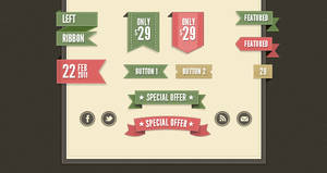 RETRO WEB RIBBONS VINTAGE PSD PACK