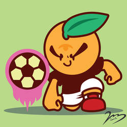 Orange Kid Plays Soccer