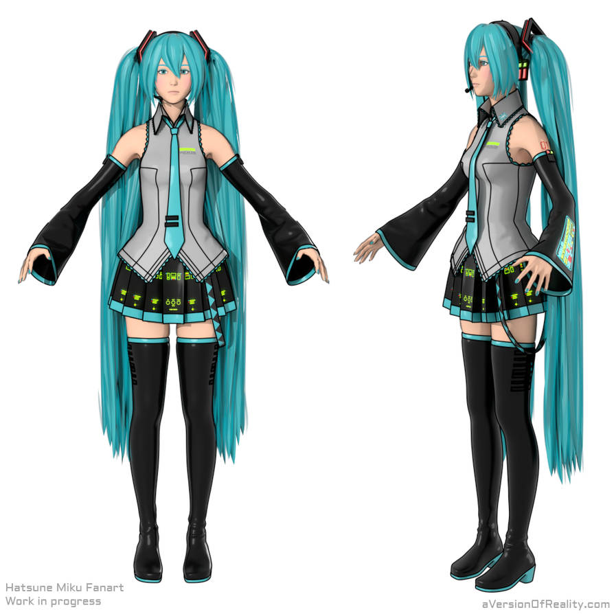Hatsune Miku model a-pose by aVersionOfReality on DeviantArt