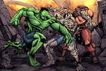 Hulk and Juggernaut against Doomsday fanbattle by GENOMOD-ART
