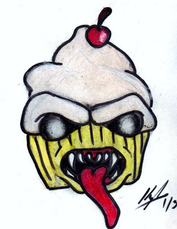 Evil zombie cupcake