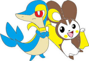 shiny snivy + shiny emolga