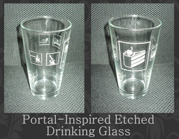 Portal-Inspired Etched Drinking Glass