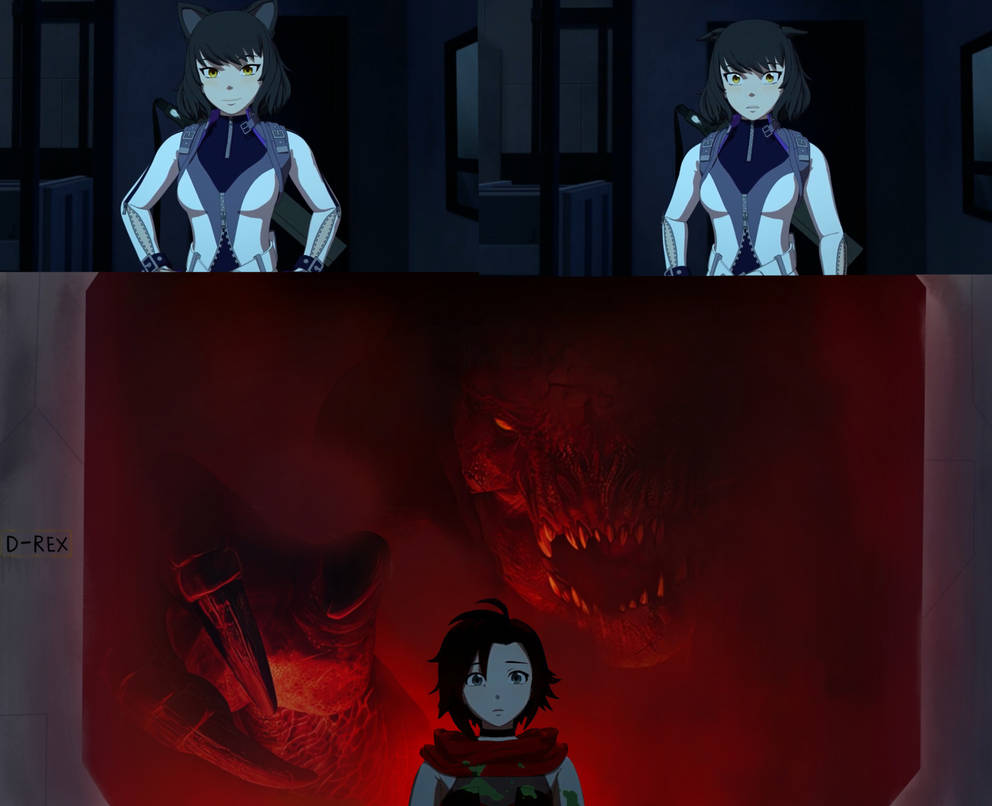 Blake and Ruby encounter the distorted Rex cage by Gman471 on DeviantArt