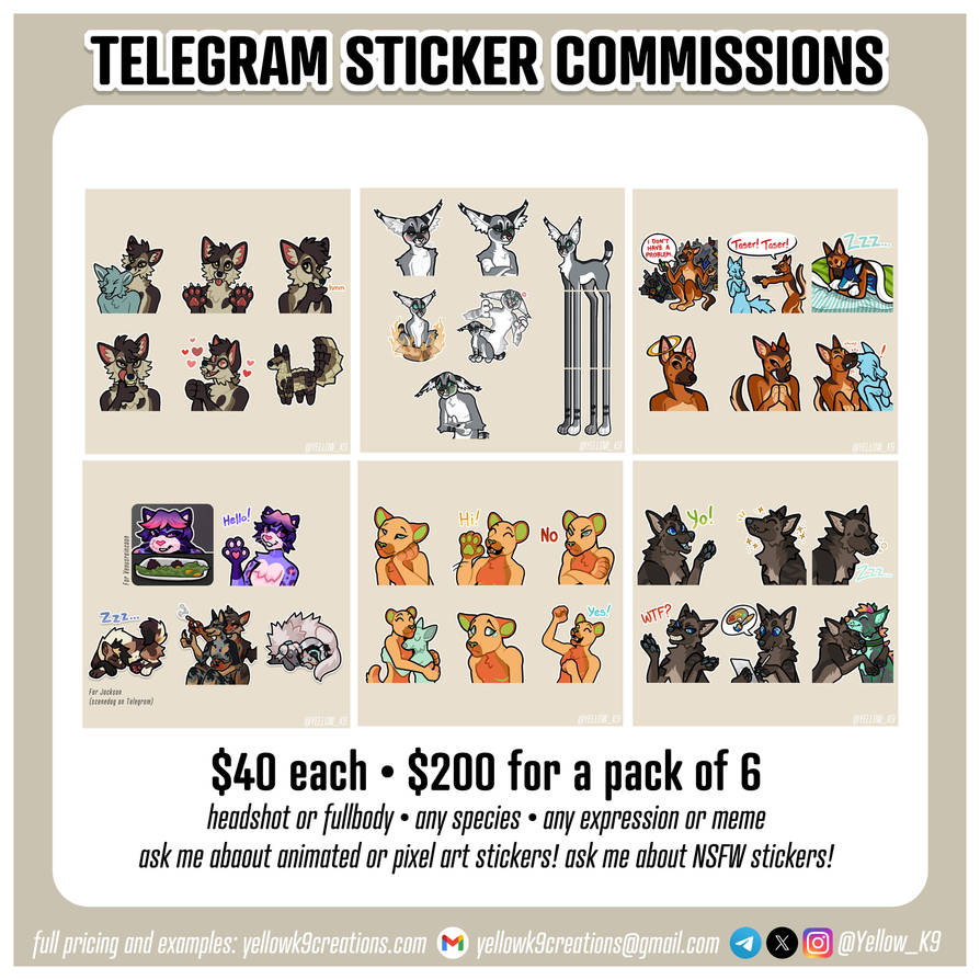 Sticker Commissions Telegram Sticker Commissions OPEN by Yellow-K9 on DeviantArt