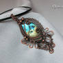 Wire wrapped pendant with blue Labradorite stone