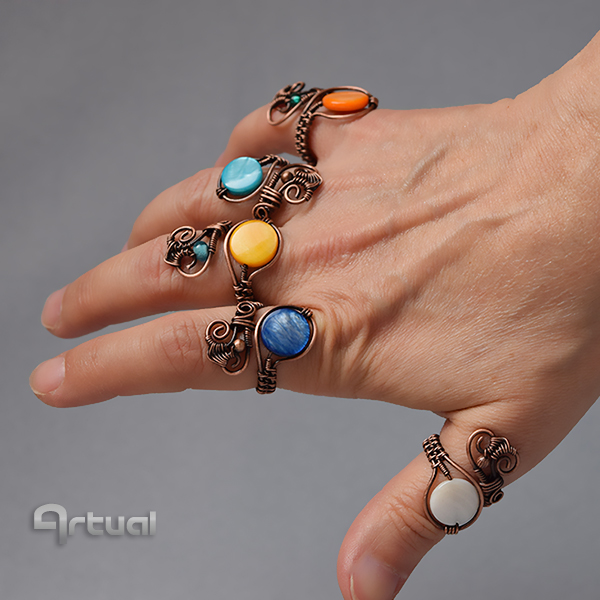 Colorful copper wire rings