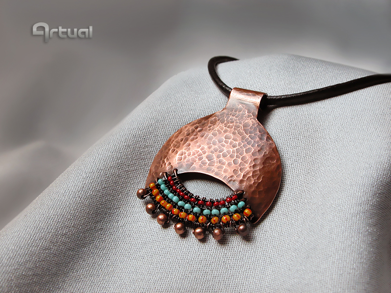 Hammered copper pendant