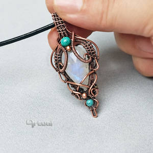 Elvish Moonstone pendant with Turquoise bead