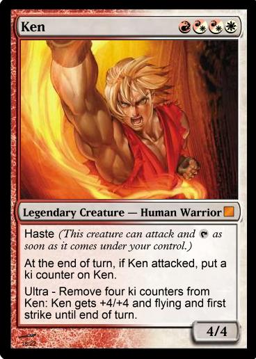 ken mtg card 2022 Magic Street Fighter Secret Lair Drop Ken, Burning Brawler Fo 3G Cards & Collectibles, LLC Put a +1/+1 counter on target creature Kelp Token (0/1) by Ken