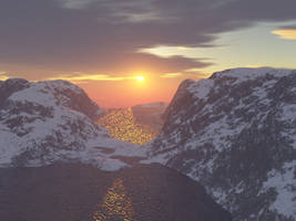 Snowy Mountain Sunset
