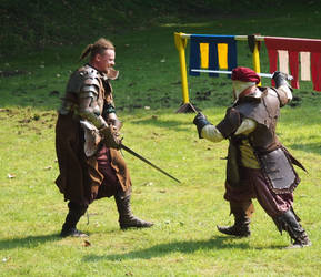 man to man battle with swords in middleages