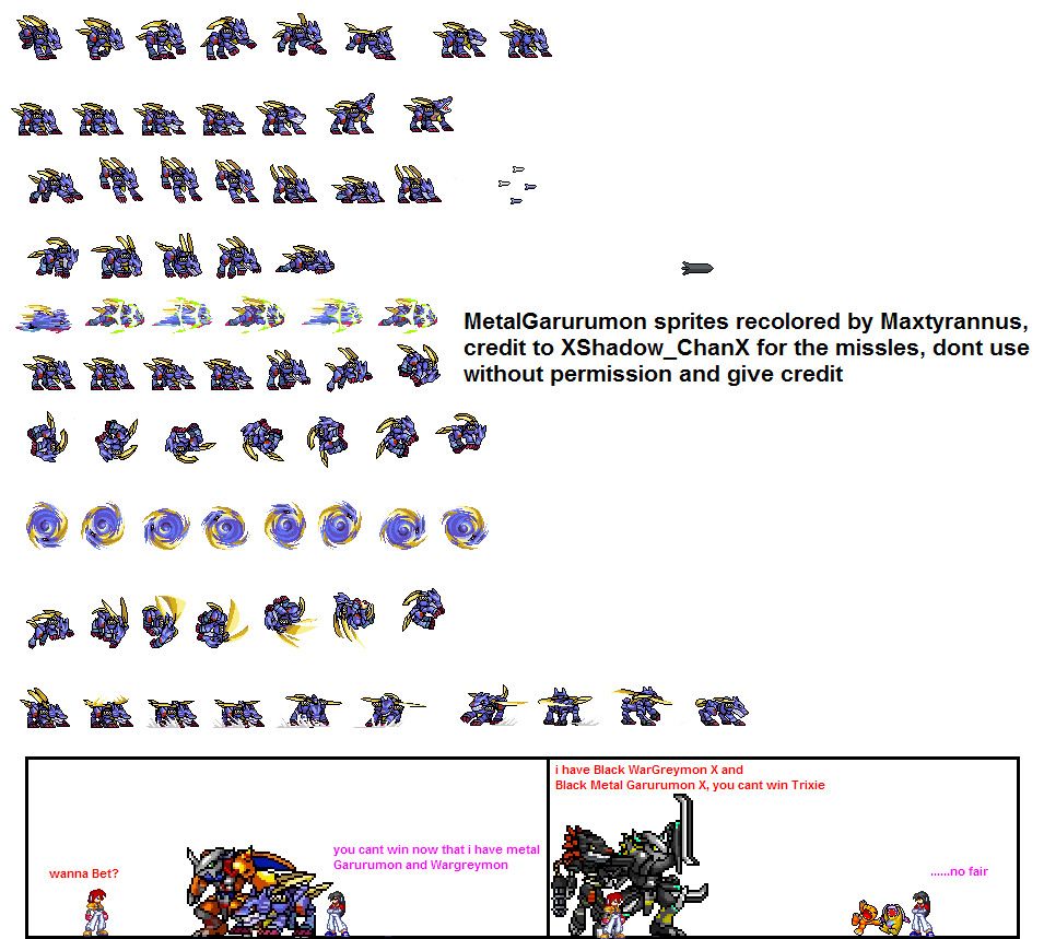 Metal Garurumon Sprite sheet by Maxtyrannus on DeviantArt