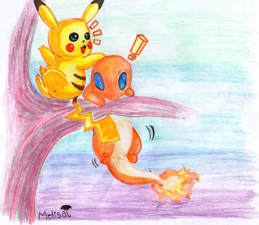 Pikachu and Charmander by meliseichon on DeviantArt
