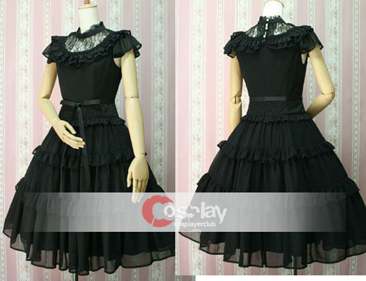 Stand Collar Lace Bowtie Gothic Lolita Dress