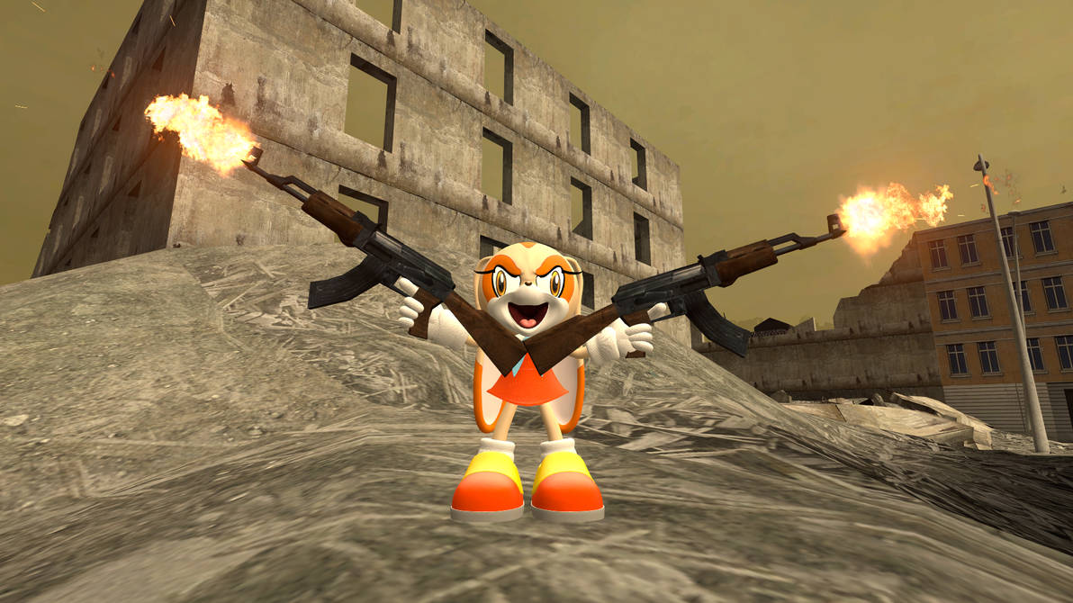 Cream the Rabbit with 2 AK-47s by 0640carlos on DeviantArt