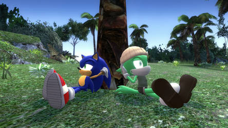 Carlos relaxing with Sonic