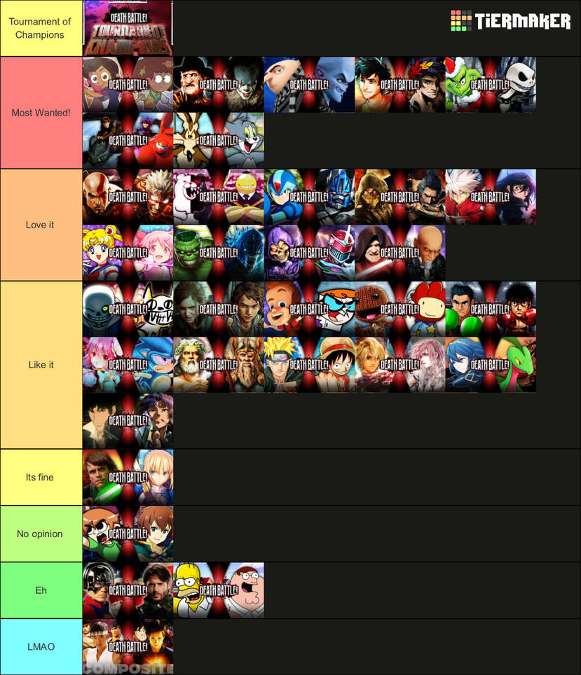 Death Battle Tournament of Champions ranking by westpion on DeviantArt