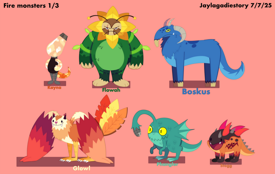 Fire monsters 1 to 3 by Jaylagadiestory on DeviantArt