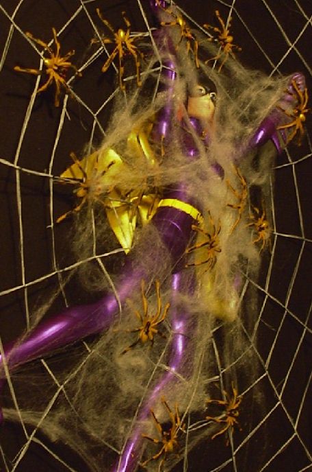 Batgirl caught in spider webs