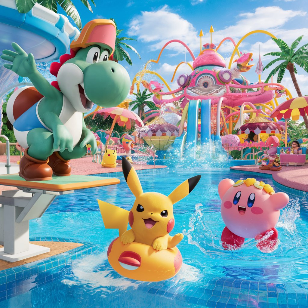 Nintendo Buddies in a Waterpark (2) by LilytheKawaiiUnicat on DeviantArt