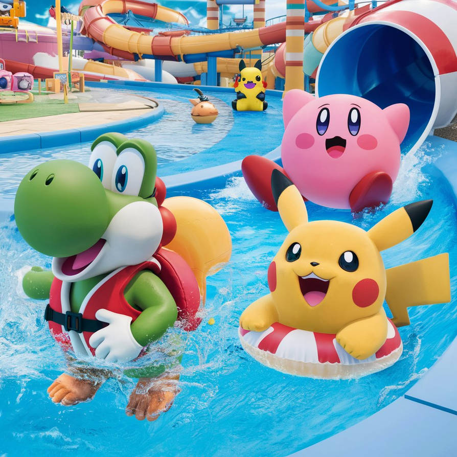 Nintendo Buddies in a Waterpark (3) by LilytheKawaiiUnicat on DeviantArt