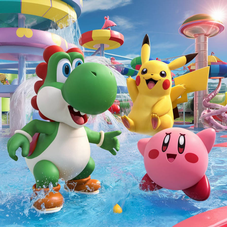 Nintendo Buddies in a Waterpark (4) by LilytheKawaiiUnicat on DeviantArt