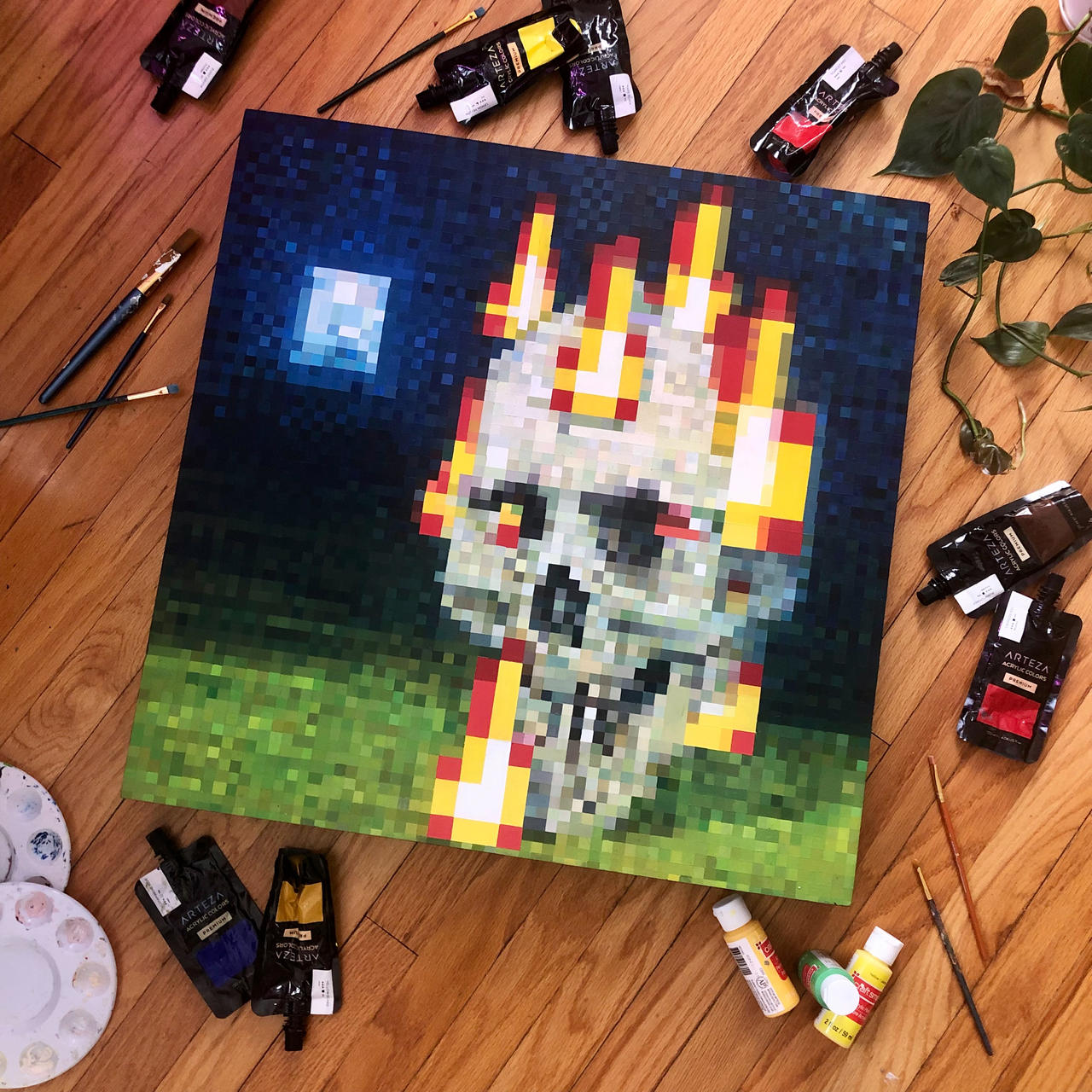 Minecraft Rave Skull Skull on Fire Minecraft Painting by artworkbyevie on DeviantArt