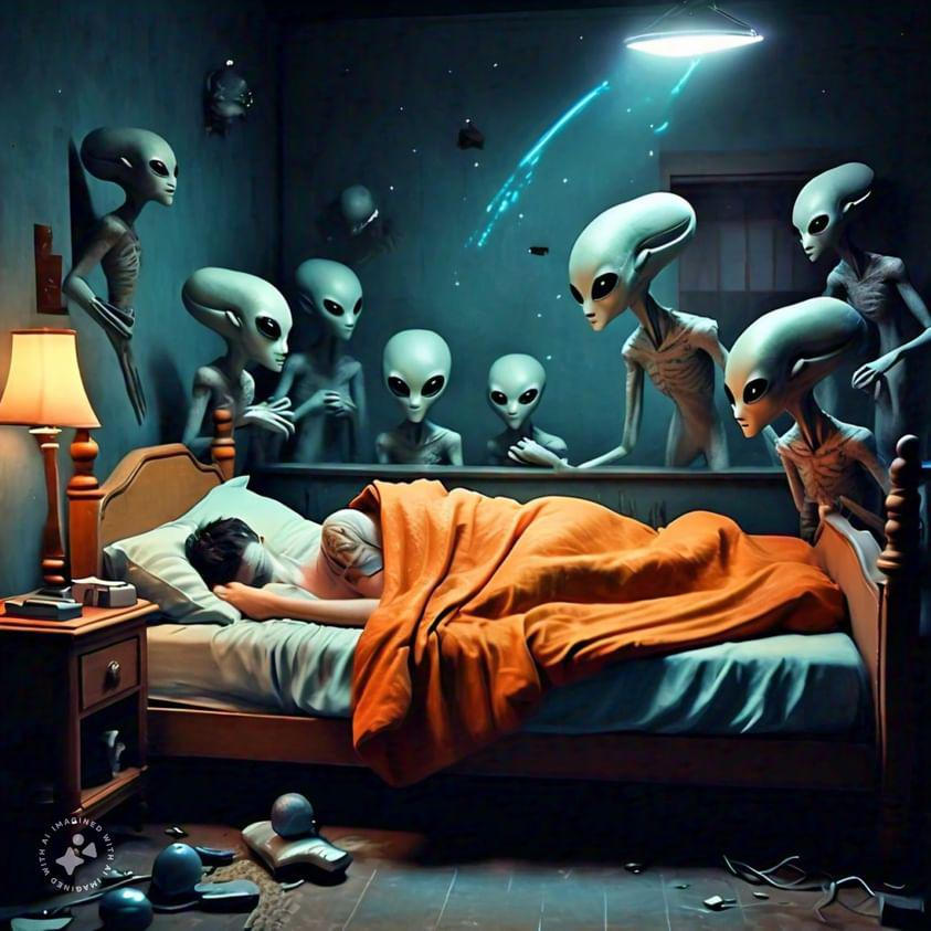 alien sleeping in bed aliens Another Universe AI by ...