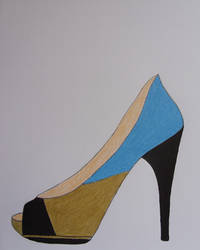 Blue-Gold High Heel Shoe