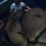 Hairy giant belly massage