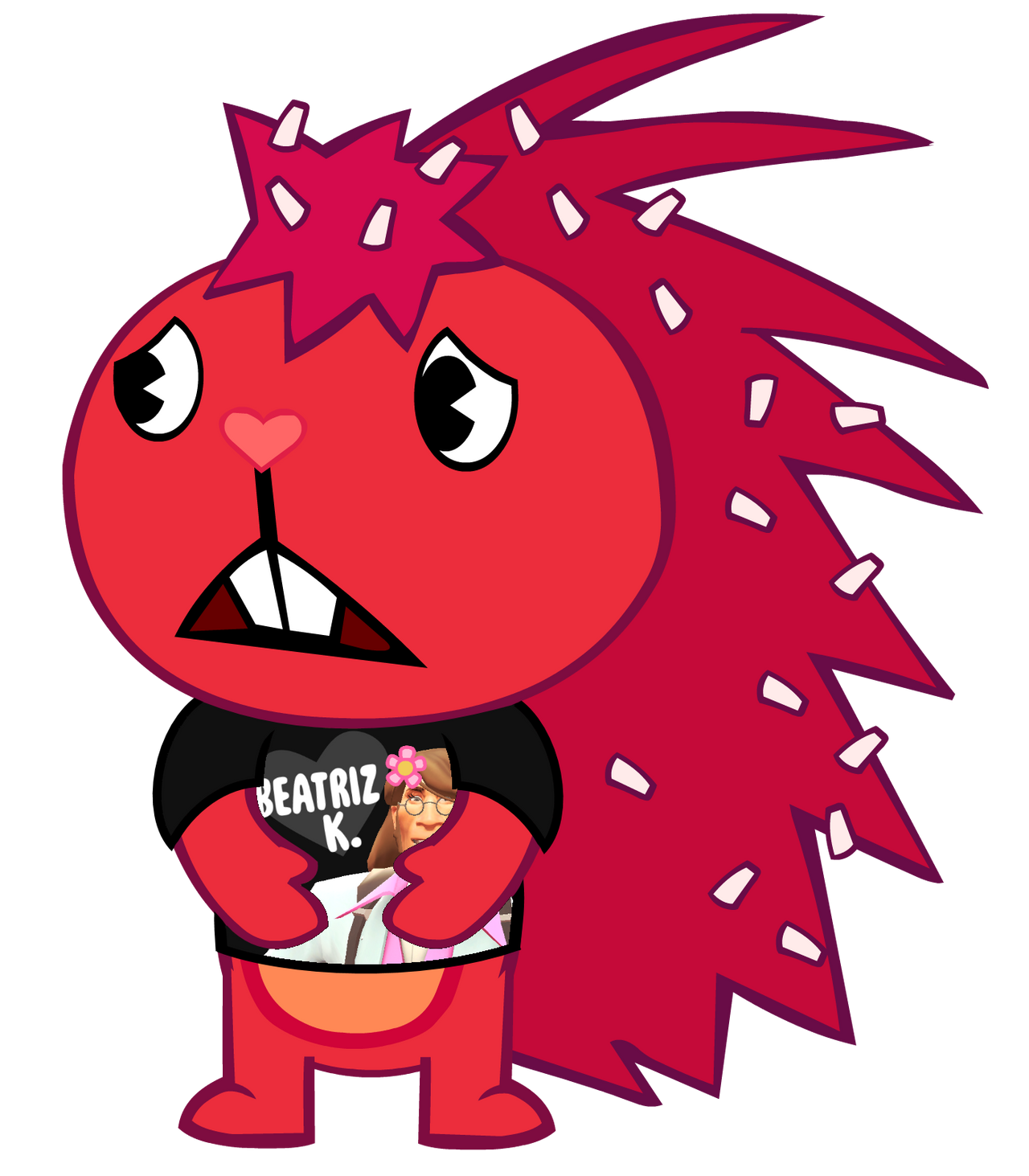 My pose of Flaky with her T-shirt by sylbea on DeviantArt