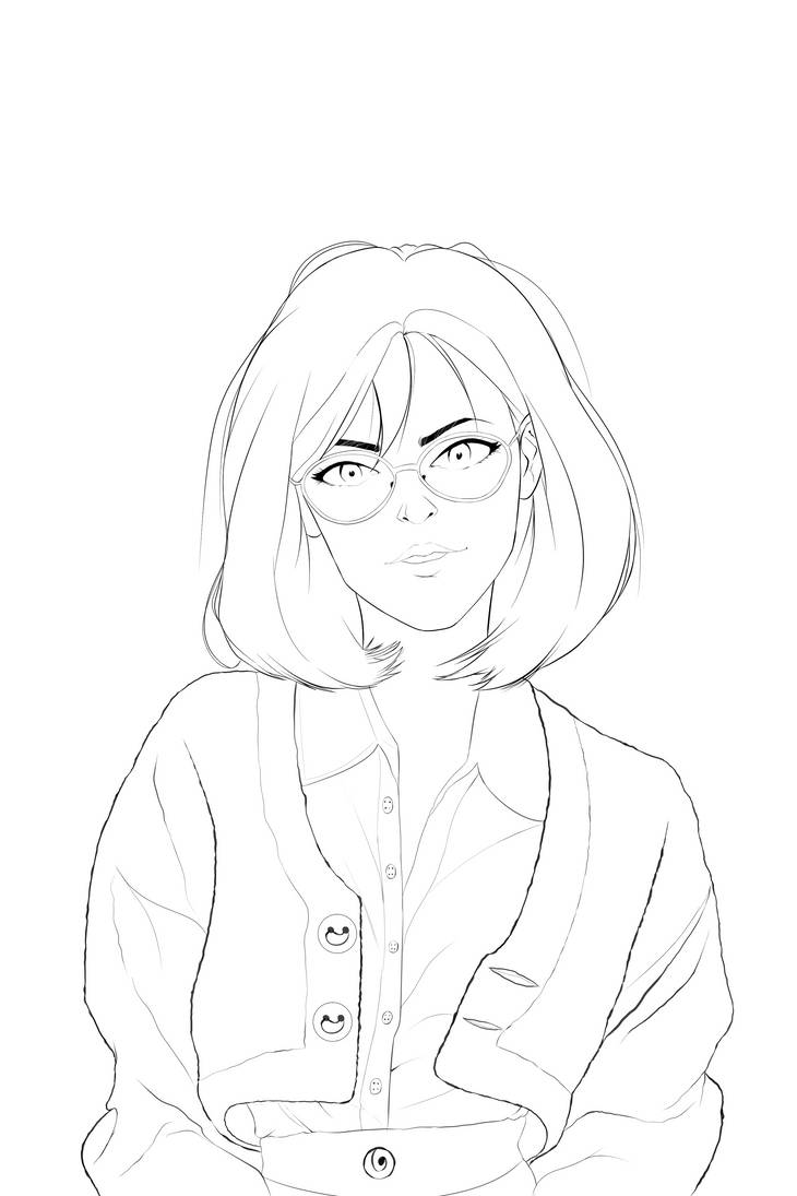 Character portrait - Line art by S3qy on DeviantArt