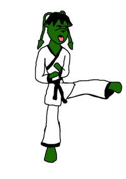 Therlis doing karate in color