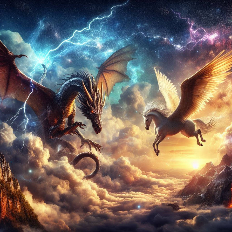 Dragon vs pegasus by eron01 on DeviantArt