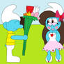 (AT) Kai Smurf gives flowers to Samantha Smurf