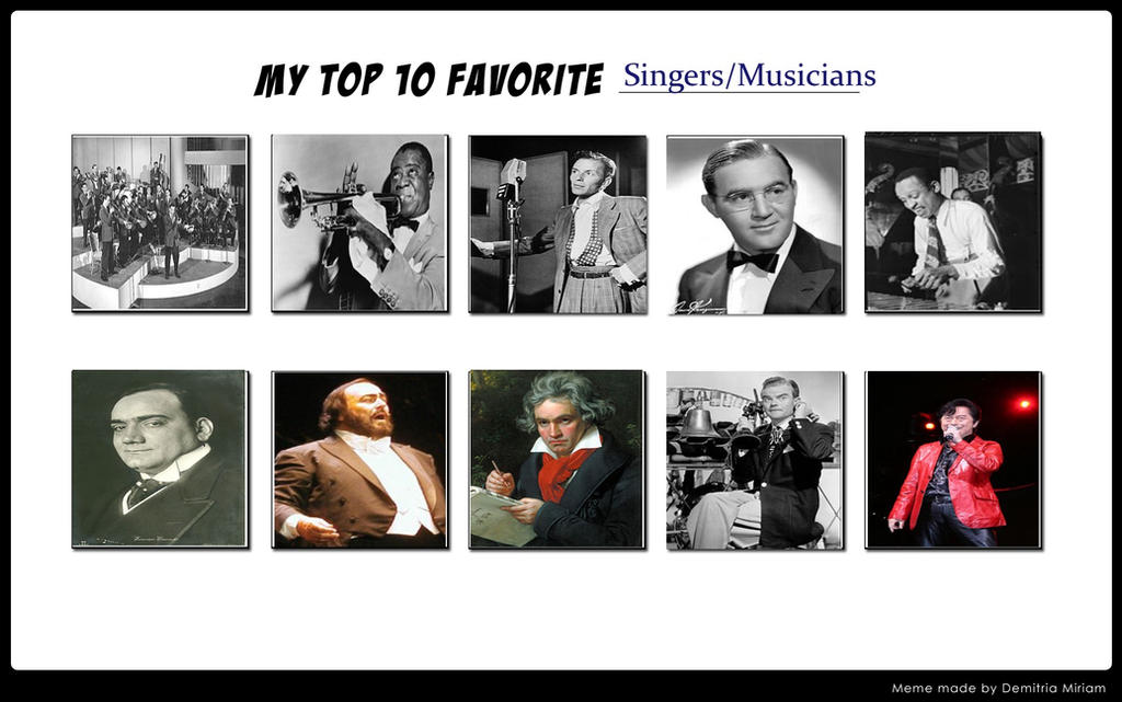 Top Ten favorite Singers/musicians by Dairugger on DeviantArt