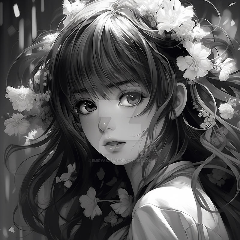 Anime Girl in Black and White by emiryakamoz on DeviantArt