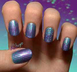 Gradient Nail Art: Pearl stripes