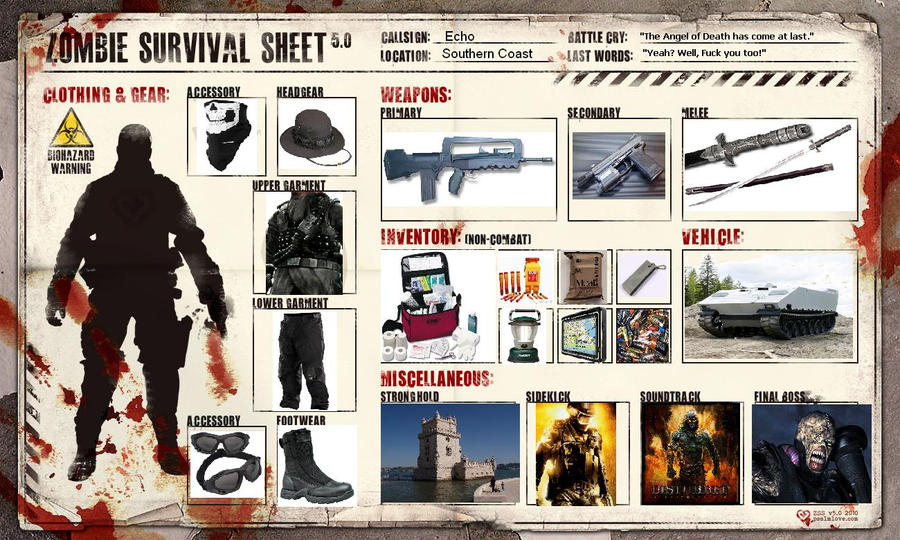 Zombie Survival Sheet by Helghast-Ninja on DeviantArt