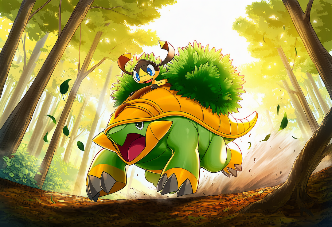 Grotle Deviantart Helioptile and Grotle in the middle of adventure by ...