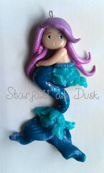 Lavender Turquoise Mermaid Ornament Polymer Clay