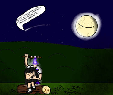 Hannah using her head-stump as a fire place