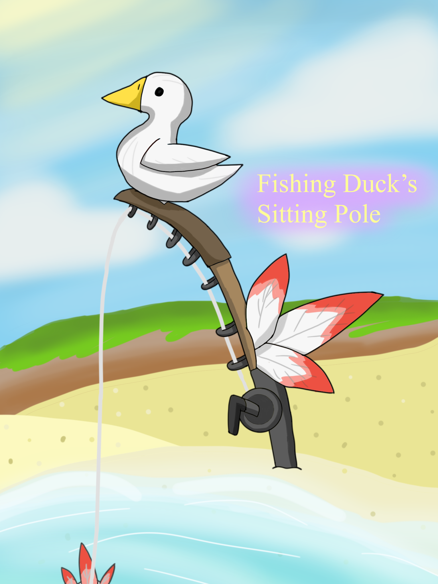 Fishing Duck's Sitting Pole by cutechickdDraws on DeviantArt