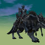 Dark elf riding his wolf